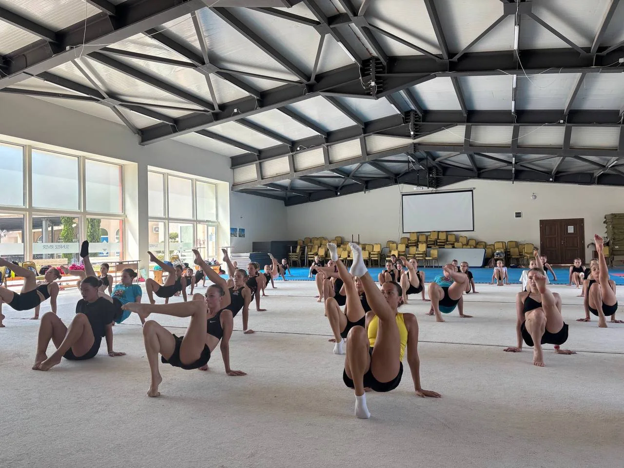 CheerLadies athletes doing strength and conditioning exercises